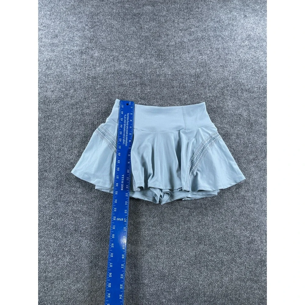 Free People FP Movement Get Your Flirt On Skort Light Blue Lace Trim Size M